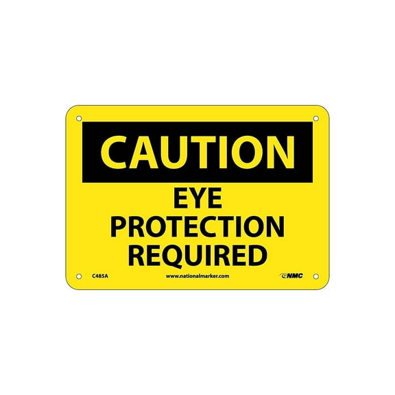 National Marker Caution Signs; Eye Protection Required 7X10 .040 Aluminum C485A