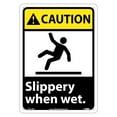 thumbnail image 1 of National Marker Caution Signs; Slippery When Wet (W/Graphic) 14X10 Rigid Plastic CGA14RB, 1 of 1