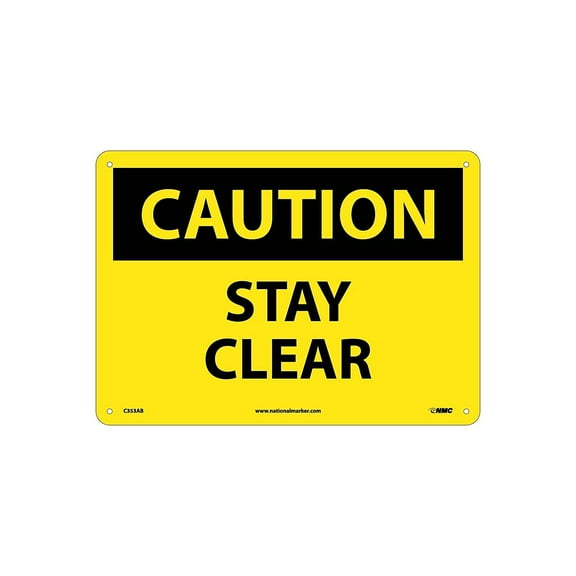 National Marker Caution Signs; Stay Clear 10X14 .040 Aluminum C353AB