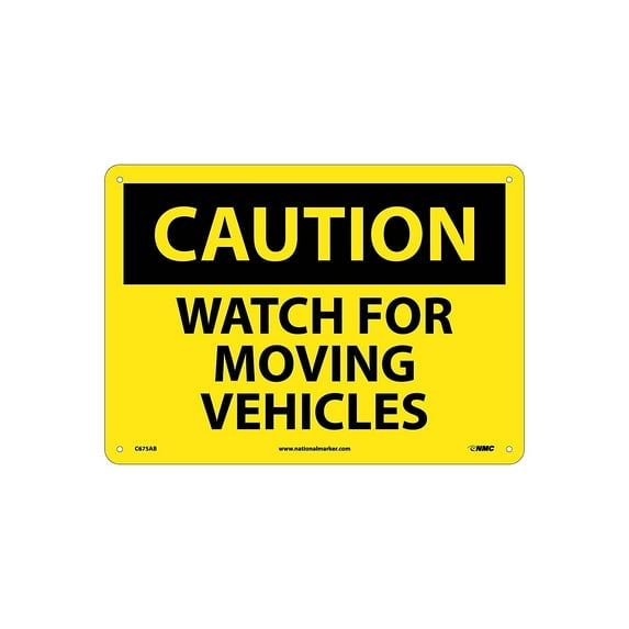 National Marker Caution Signs; Watch For Moving Vehicles 10X14 .040 Aluminum C675AB