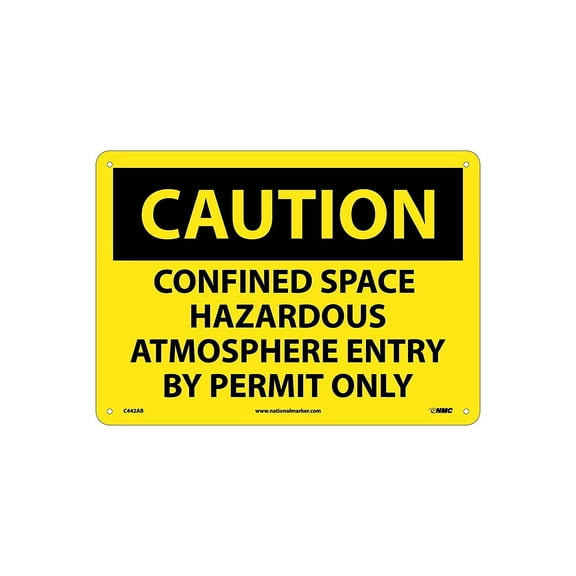 National Marker Confined Space Hazardous Atmosphere Entry By Permit Only 10X14 .040 Aluminum Caution