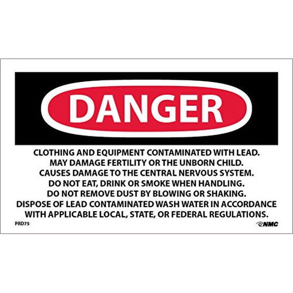 National Marker Corp. PRD75 Danger Lead Containing Hazardous Waste Hazard Warning Label