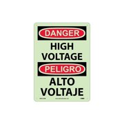 National Marker Danger High Voltage Bilingual 14X10 Adhesive Glo Vinyl GESD102PB