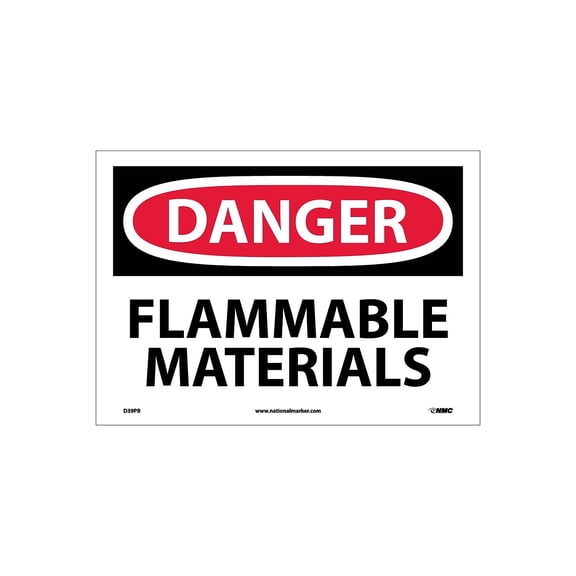 National Marker Danger Labels; Flammable Materials 10" x 14" Adhesive Vinyl D39PB