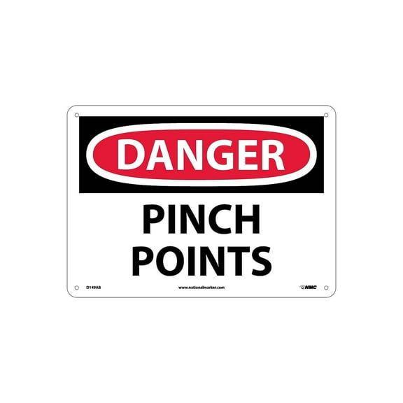 National Marker Danger Pinch Points 10X14 .040 Aluminum D149AB