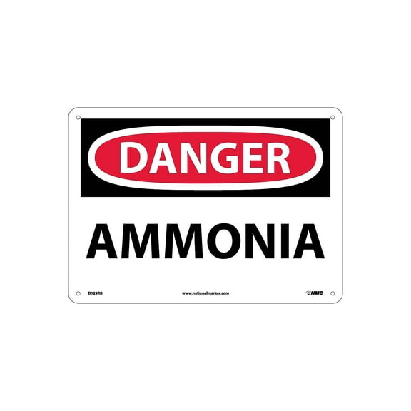 National Marker Danger Signs; Ammonia 10X14 Rigid Plastic D129RB