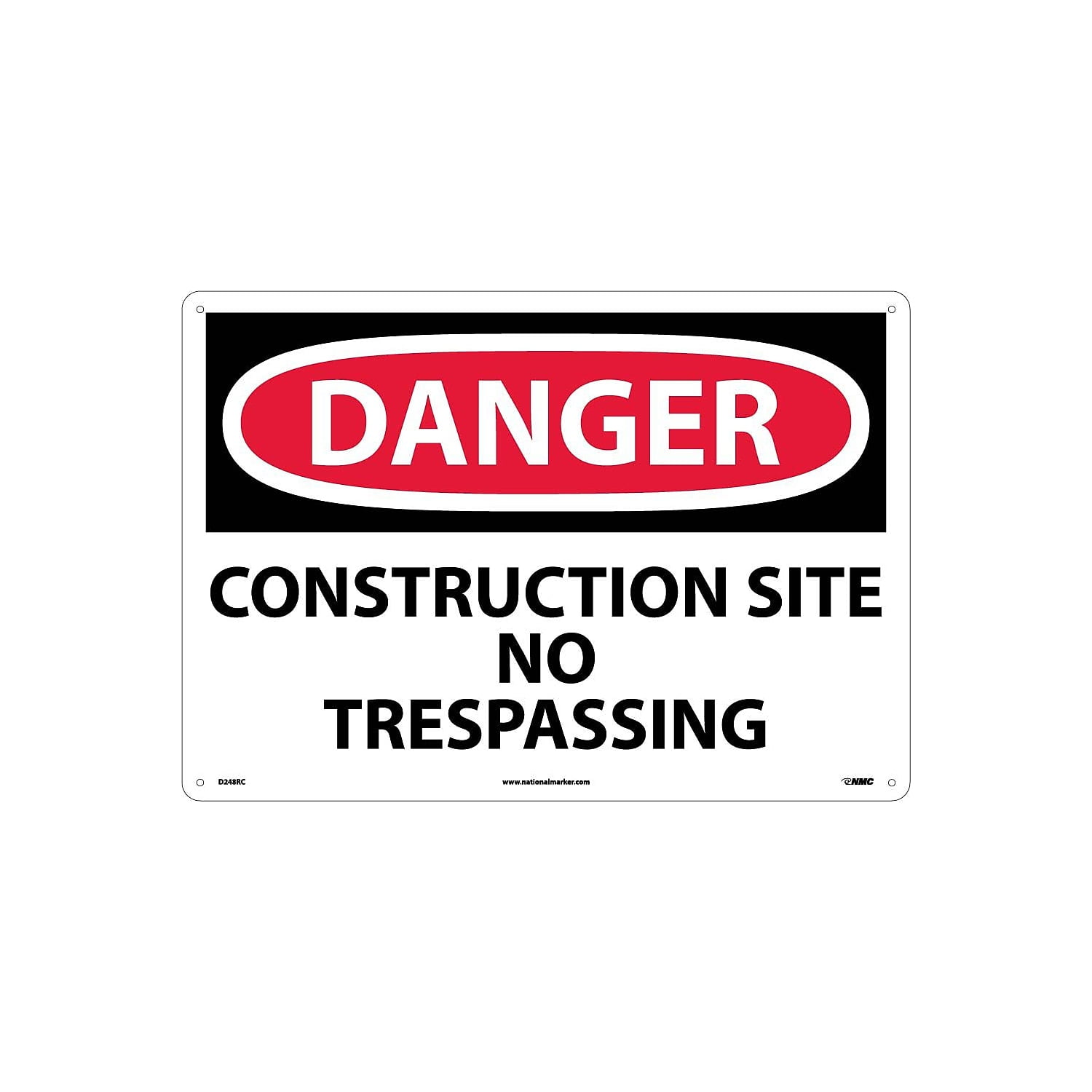 National Marker Danger Signs; Construction Site No Trespassing 14X20 ...