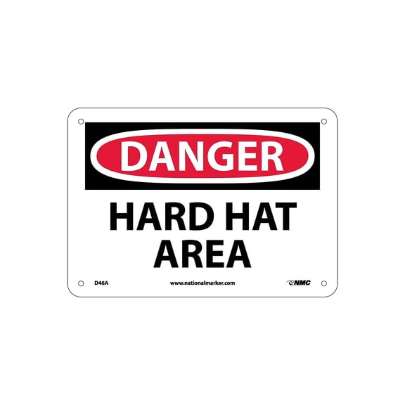National Marker Danger Signs; Hard Hat Area 7X10 .040 Aluminum D46A