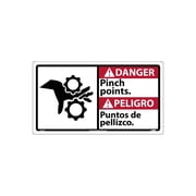 National Marker Danger Signs; Pinch Points Bilingual W/Graphic 10X18 Rigid Plastic DBA9R