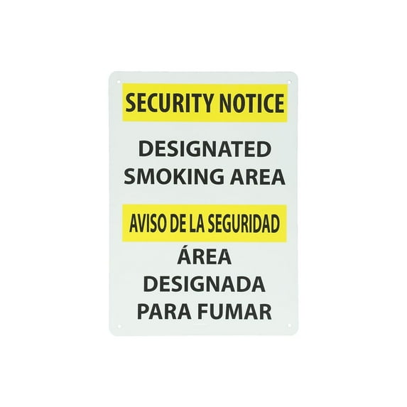 National Marker Designated Smoking Area Bilingual 14X10 .040 Aluminum Information Sign ESSN102AB
