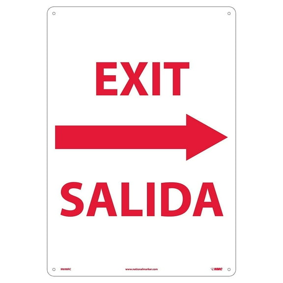 National Marker Directional Signs; Exit Right Arrow Bilingual 20X14 Rigid Plastic M698RC