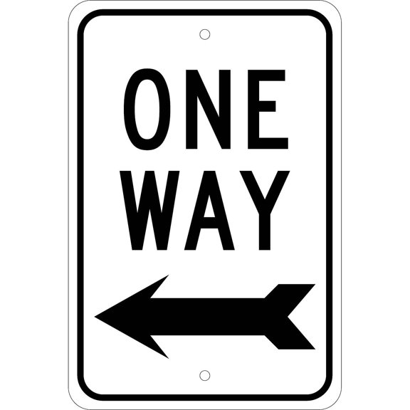 National Marker Directional Signs; One Way (With Left Arrow) 18X12 .080 Egp Ref Aluminum TM22J