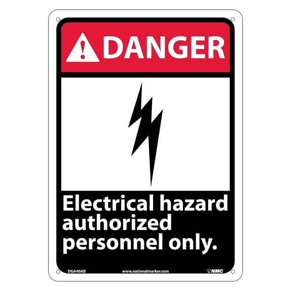 National Marker Electrical Hazard Authorized Personnel Only 14X10 .040 Aluminum Danger Sign DGA40AB