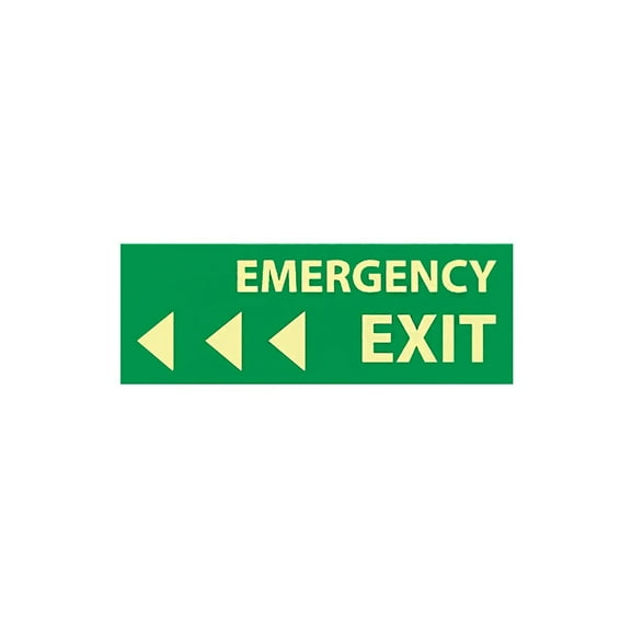 National Marker Emergency Exit (W/ Left Arrow) 5" x 14" Adhesive Glow GL301P