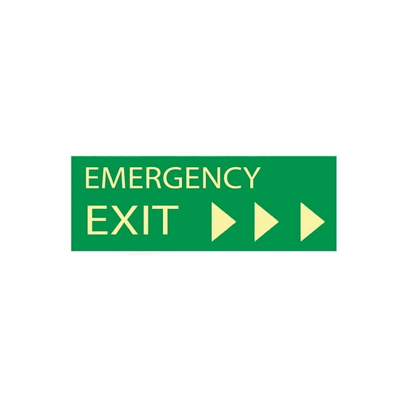 National Marker Emergency Exit (W/ Right Arrow) 5" x 14" Adhesive Glow GL302P