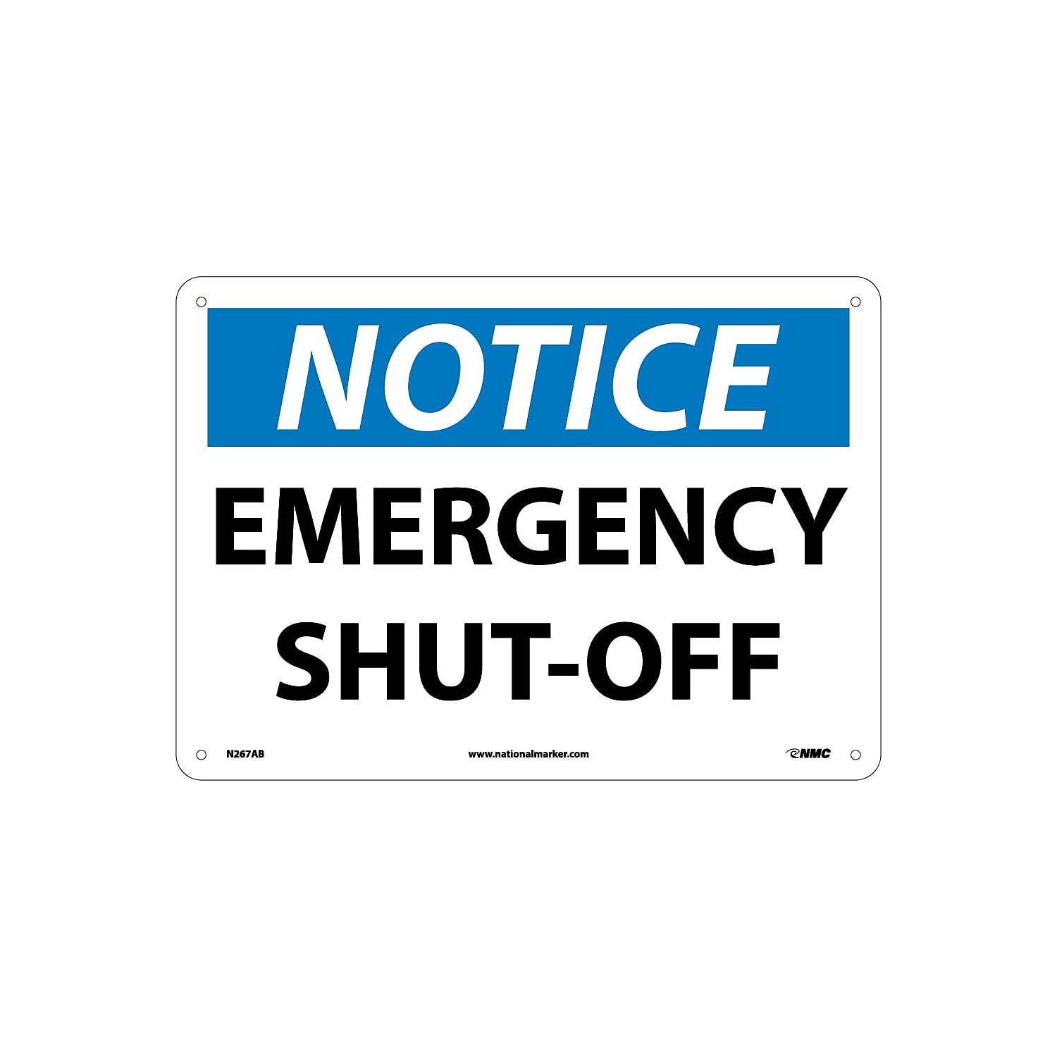 National Marker Emergency Shut-Off 10X14 .040 Aluminum Notice Sign ...
