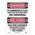 thumbnail image 1 of National Marker Flammable Gas Keep Fire Or Flame Away No Smoking Bilingual 14 X10 .040 Aluminum, 1 of 1