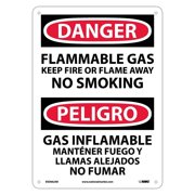 National Marker Flammable Gas Keep Fire Or Flame Away No Smoking Bilingual 14 X10 .040 Aluminum