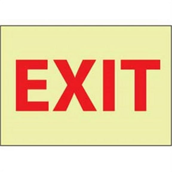National Marker GL12PB Exit Fire Sign, 10 x 14 in. - White & Red