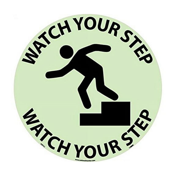 National Marker GWFS1 Watch Your Step Glow Walk on Floor Sign