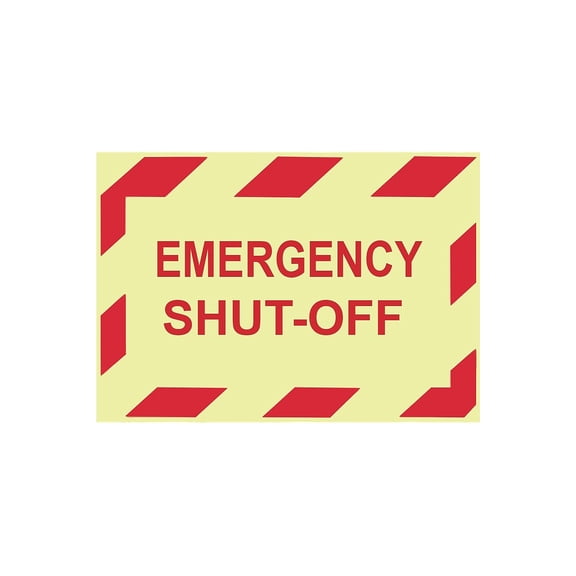 National Marker Glow Labels-Emergency Shut-Off 3X5 Adhesive Vinylglow 5/Pk GEPA2AP