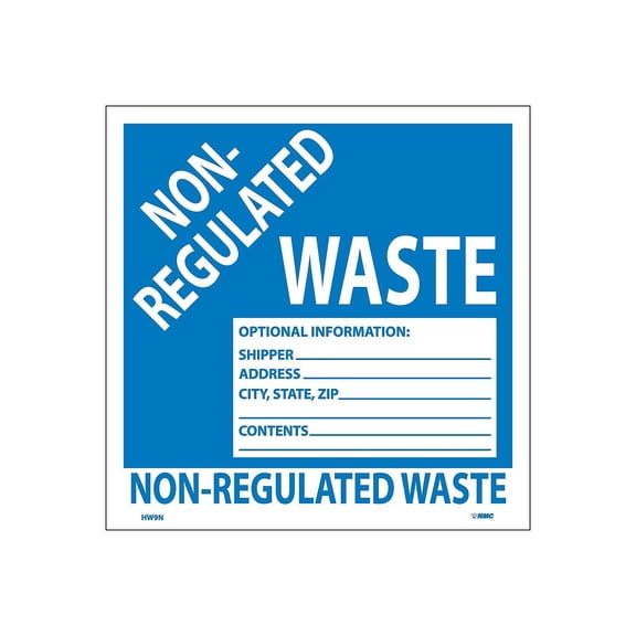 National Marker Hazard Labels; Non-Regulated Waste 6X6 Adhesive Vinyl 25/Pk HW9N