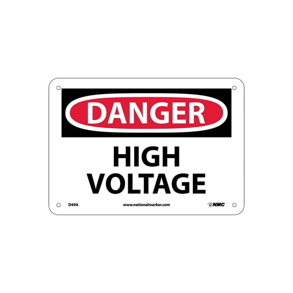 National Marker High Voltage 7X10 .040 Aluminum Danger Sign D49A