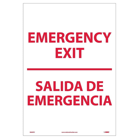 National Marker Information Labels; Emergency Exit Bilingual 20X14 Adhesive Vinyl M699PC
