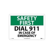 National Marker Information Signs; Safety First Dial 911 In Case Of Emergency 10X14 .040 Aluminum