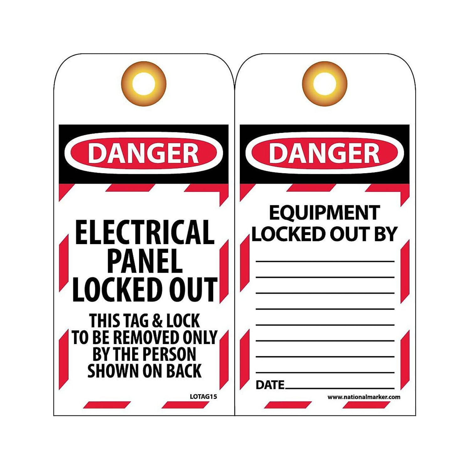 National Marker Lockout Tags; Lockout Danger Electrical Panel Locked