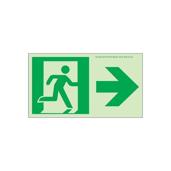 National Marker NYC Directional Signs; Right 4.5X8 Flex 7550 Glo Brite MEA Approved 50F-1SN-R