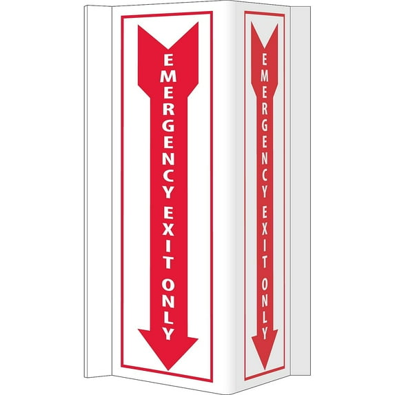 National Marker Notice Sign; Visi Emergency Exit Only 16X8.75 PVC Plastic VS50W