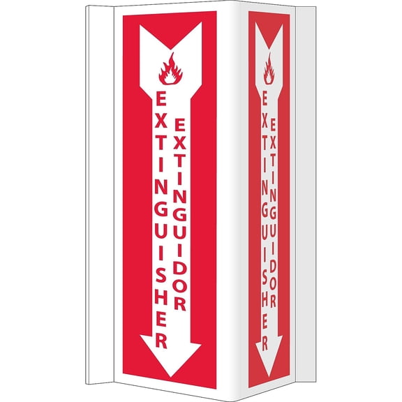 National Marker Notice Sign; Visi Fire Extinguisher Bilingual 16X8.75 PVC Plastic VS44W