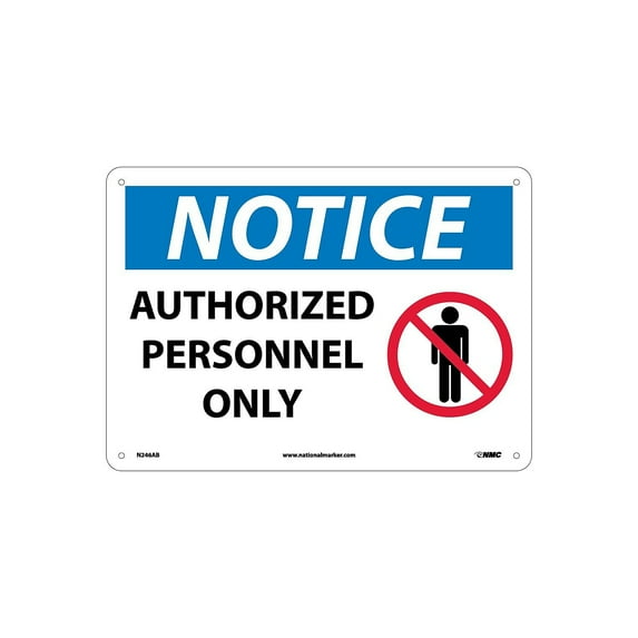 National Marker Notice Signs; Authorized Personnel Only Graphic 10X14 .040 Aluminum N246AB