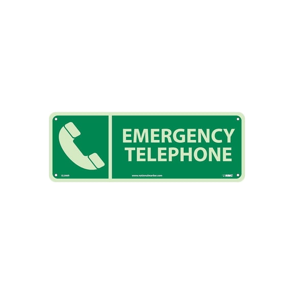 National Marker Notice Signs; Emergency Telephone 5X14 Glow Rigid GL306R