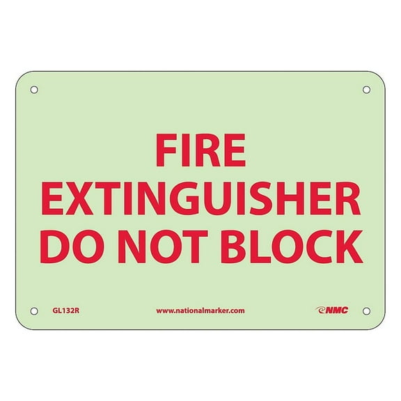 National Marker Notice Signs; Fire Fire Extinguisher Do Not Block 7X10 Rigid Plasticglow GL132R
