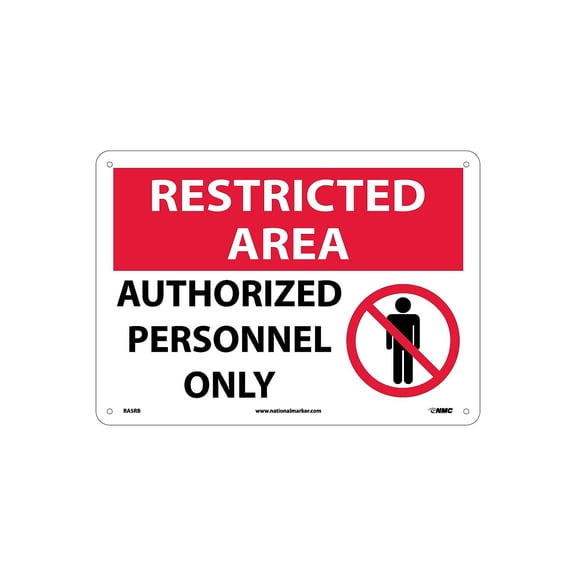 National Marker Notice Signs; Restricted Area Authorized Personnel Only Graphic 10X14 Rigid Plastic