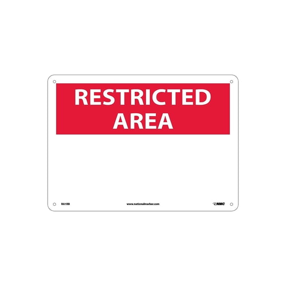 National Marker Notice Signs; Restricted Area Blank 10X14 Rigid Plastic RA1RB