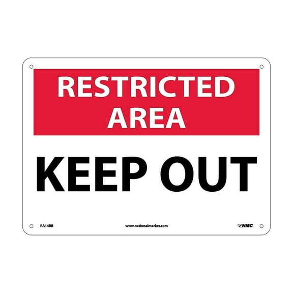 National Marker Notice Signs; Restricted Area Keep Out 10X14 Rigid Plastic RA14RB