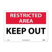 National Marker Notice Signs; Restricted Area Keep Out 10X14 Rigid Plastic RA14RB