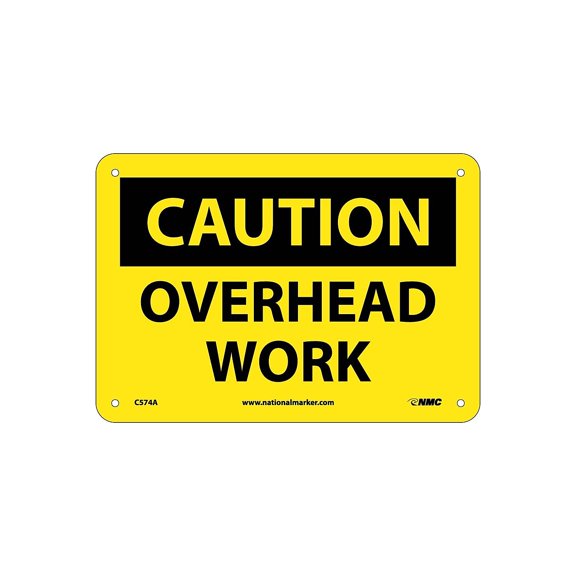 National Marker Overhead Work 7X10 .040 Aluminum Caution Sign C574A