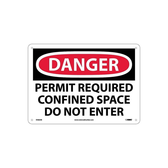 National Marker Permit Required Confined Space Do Not Enter 10X14 .040 Aluminum Danger Sign D360AB