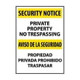 thumbnail image 1 of National Marker Private Property No Trespassing Bilingual 20X14 Rigid Plastic Information Sign, 1 of 1