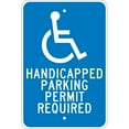 thumbnail image 1 of National Marker Reflective "Handicapped Parking Permit Required" Parking Sign 18" x 12" Aluminum, 1 of 1