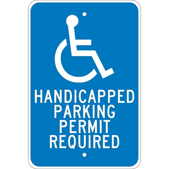 National Marker Reflective "Handicapped Parking Permit Required" Parking Sign 18" x 12" Aluminum