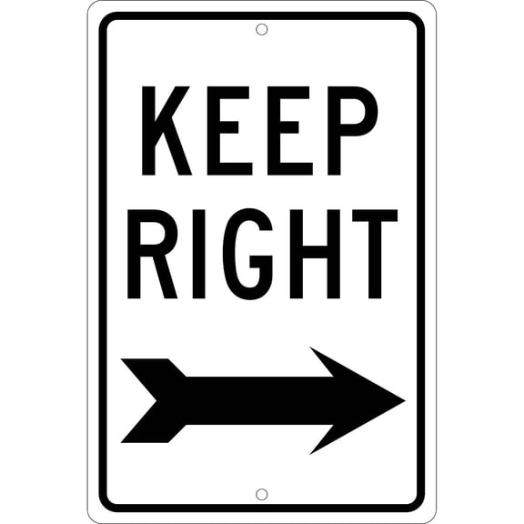 National Marker Reflective "Keep Right" Regulatory Traffic Sign 18" x 12" Aluminum (TM27K)