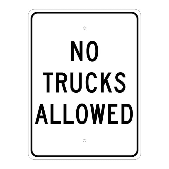 National Marker Reflective "No Trucks Allowed" Warning Traffic Control Sign 24" x 18" Aluminum