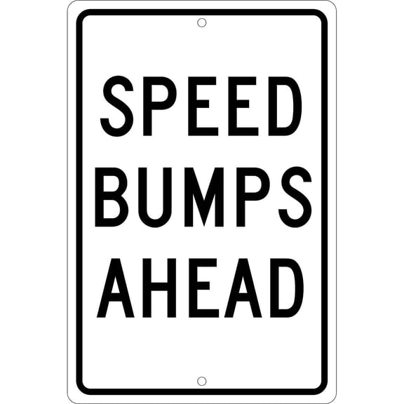 National Marker Reflective "Speed Bumps Ahead" Warning Traffic Control Sign 18" x 12" Aluminum