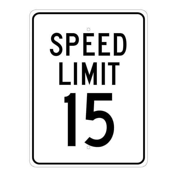 National Marker Reflective "Speed Limit 15" Speed Control Sign 24" x 18" Aluminum (TM19J)