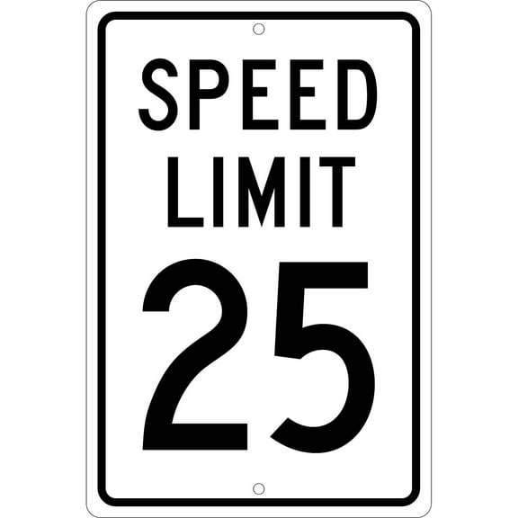 National Marker Reflective "Speed Limit 25" Speed Control Sign 18" x 12" Aluminum (TM21H)